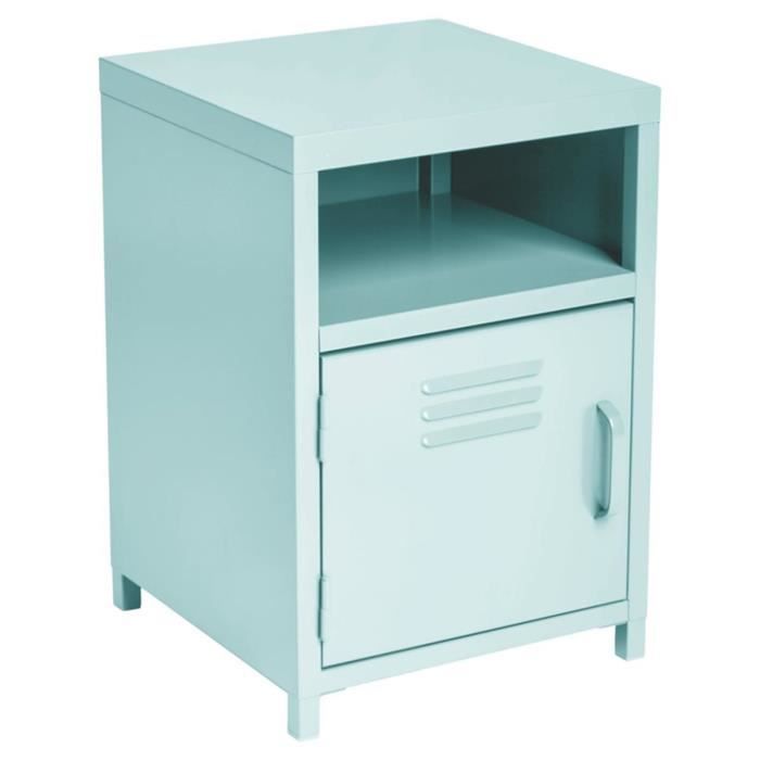Table De Chevet En Metal Coloris Bleu Clair 35 X 35 X 50 5 Cm