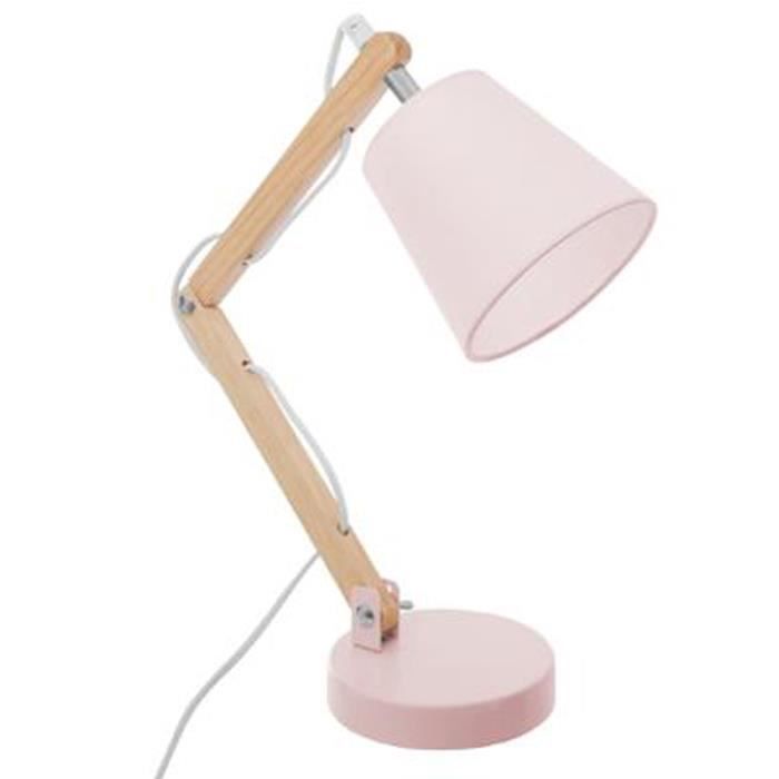 Lampe de bureau enfant en bois coloris rose - Dim : L.32 x l.12,5 x H.36 cm  - Cdiscount Maison