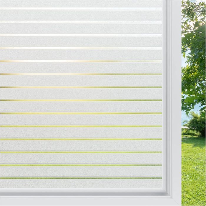 Film Electrostatique Fenetre Motif Rayure Autocollant Fenetre Film Pour Vitre Maison 90 200cm Protection Uv Cdiscount Maison