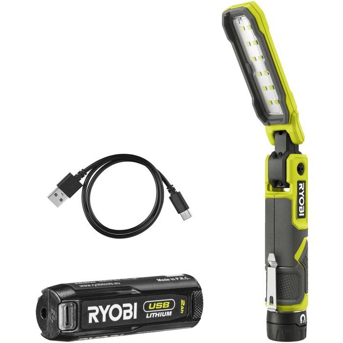 Lampe de travail 4V USB Lithium 3 intensités : 500250 / 100 Lumens Base magnétique Câble USB C 1 batterie 4V 2 0 Ah USB Lithium RLI4
