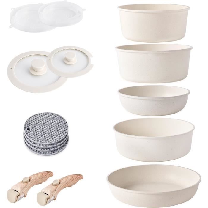 Set De Poêles à Frire RIOVARM Induction - Poignées Amovibles, Antiadhésif, Compatible Four Et Lave-vaisselle (3 Pièces)