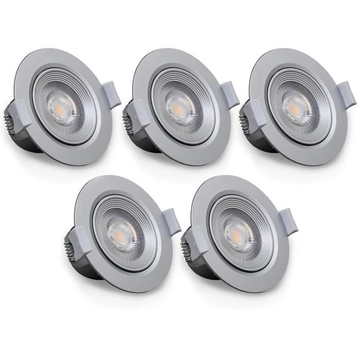 Lot De 5 Spots LED Autocollants Sans Fil - Éclairage Meuble/placard - Fonction Tactile - Couleur Titane
