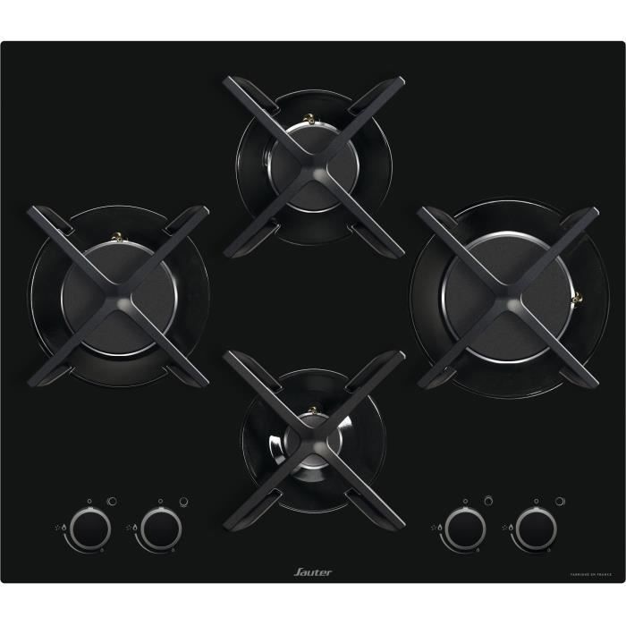 SAUTER SPG9465B - Table de cuisson gaz - 4 foyers - 60 cm - Verre trempé -  Noir - Cdiscount Electroménager