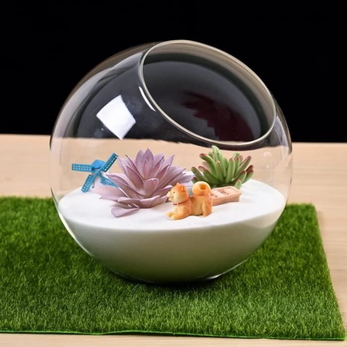 Pot En Verre Rond Avec Couvercle Liège 14x15 Cm - Idéal Terrarium, Plantes Succulentes, Décoration Intérieure