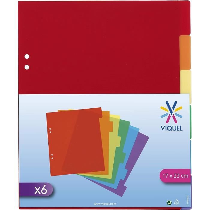 Intercalaires Geode Viquel - Lot De 6 En Plastique A4+ Pour Porte-Vues à Pochettes | 24,5x31cm
