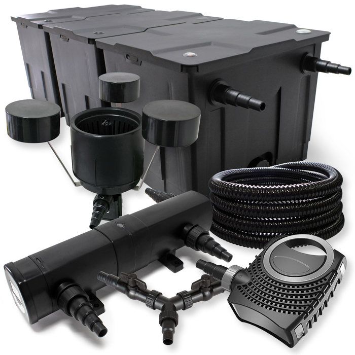 SunSun Kit complet: CBF-350C Filtre de bassin jusquà 90000 L CTF-8000 pompe de filtration 8000l/h 70W CUV-224 lampe uv 24W 25m T