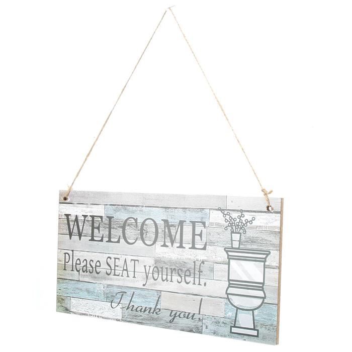 Panneau Mural Décoratif En Bois Imprimé - Veuillez Vous Asseoir - Bleu/noir 11.5x6 Pouces