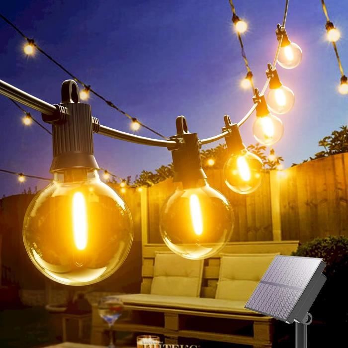 Guirlandes lumineuses extérieures 10m LED – Solaires et guinguettes