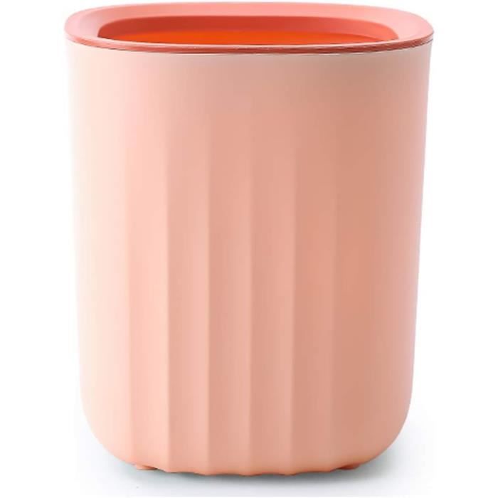 Poubelle Bureau Longue Cylindrique 5L – Corbeille Monstre Orange Couvercle Pivotant, Design Moderne