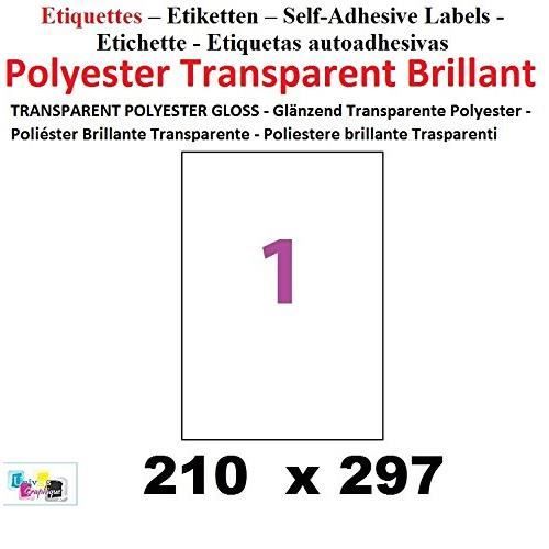 400 Étiquettes Transparentes Polyester Mat 105x148mm - 100 Planches A4 - Imprimante Laser - Résistantes Eau Et Huiles - Étiquettes Synthétiques Autocollantes
