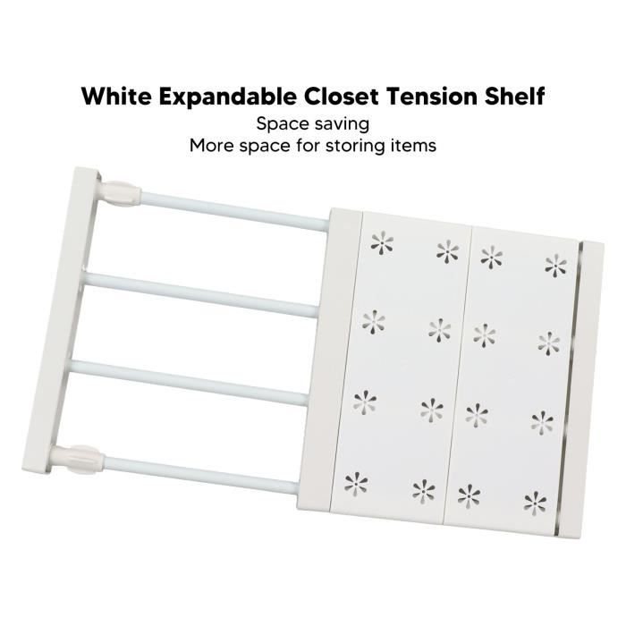 Étagère Extensible Pour Placard - Ajustable De 50 à 80 Cm - Installation Sans Perçage - Blanc - Gain De Place