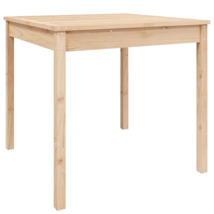 table de jardin rectangulaire en bois massif de pin - vgeby - blanc - 82,5x82,5x76 cm