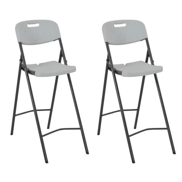 vidaxl chaises de bar pliables 2 pcs pehd et acier blanc