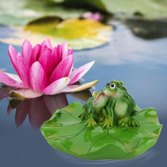 Décoration Flottante Grenouille En Résine Pour étang - Statue Bateau 18x10,5x10 Cm - Déco Extérieur Jardin Et Bassin