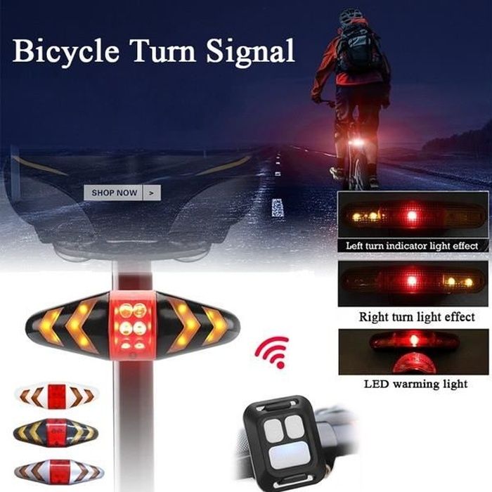 Cyclisme Bicyclette Eclairage Lampe Vélo Feu Arrière  LED sans filTélécommande