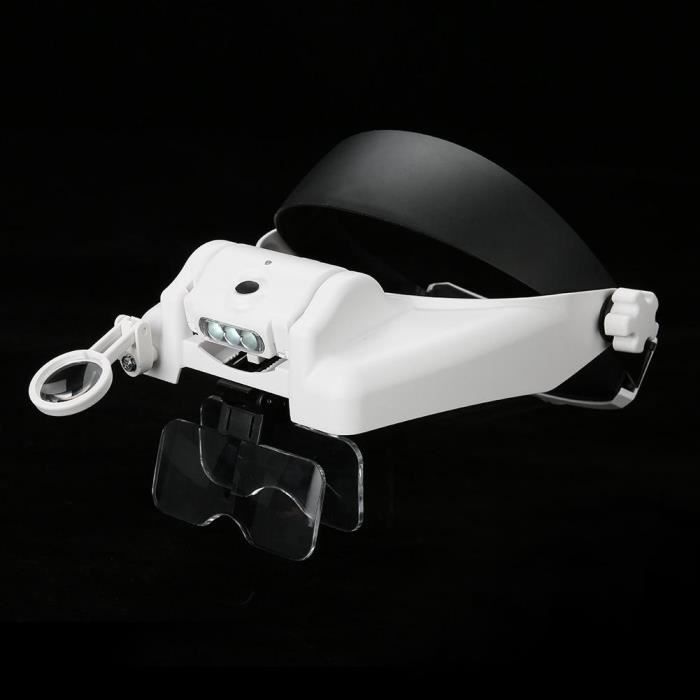 Lunettes Loupe 8X Avec LED - Casque Pour Réparation Montre, Bijoux, Lecture, Neuf
