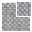 Carrelage de mosaïque-Plaque mosaïque mur et sol en marbre naturel coloris gris et bleu mat - 30 x 30 cm-1