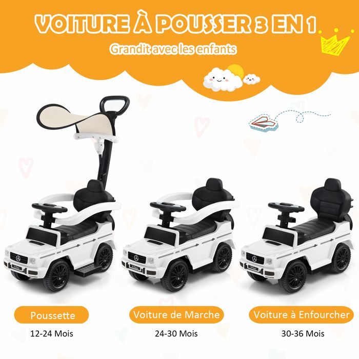 3 En 1 Mercedes-benz Porteur Enfant Avec Volant Et Klaxon Et Son De Moteur Voiture A Pousser Noir 3 En 1 Mercedes-benz Porteur Enfant Avec Volant Et Klaxon Et Son De Moteur Voiture A Pousser Noir