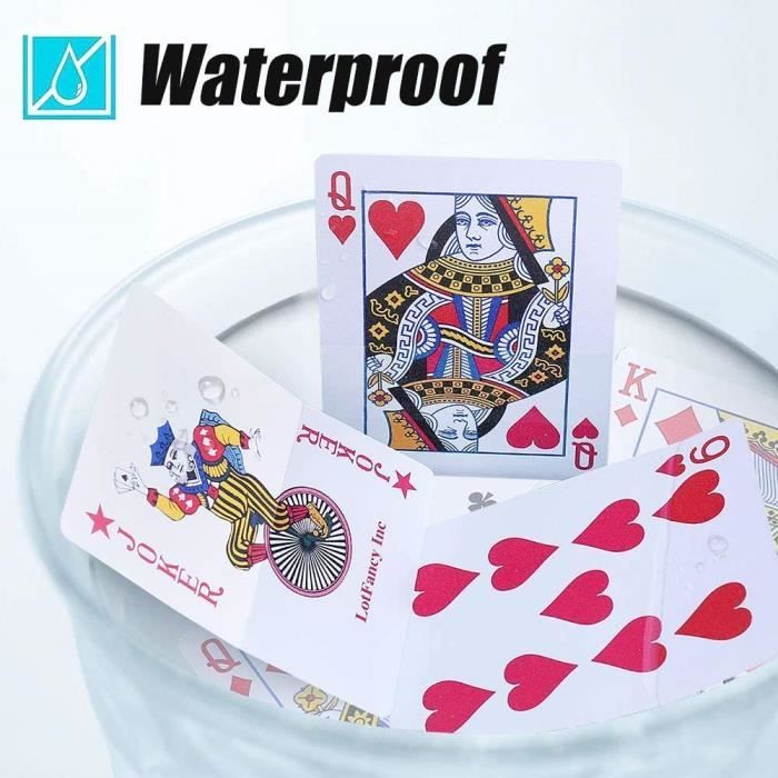 2 Decks Jeu de 54 Cartes Étanches en 100% PVC Waterproof, Poker de Luxe,  Cartes à Jouer Plastique avec Deux Boîtes en Plastiqu[22] - Cdiscount Jeux  - Jouets