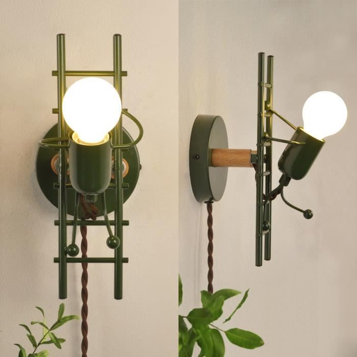 Applique Murale Intérieur En Bois Rétro Lanterne En Bambou, Lampe Murale  Créative E27 Avec Prise Et Interrupteur (Avec Ampoule) - Cdiscount Maison