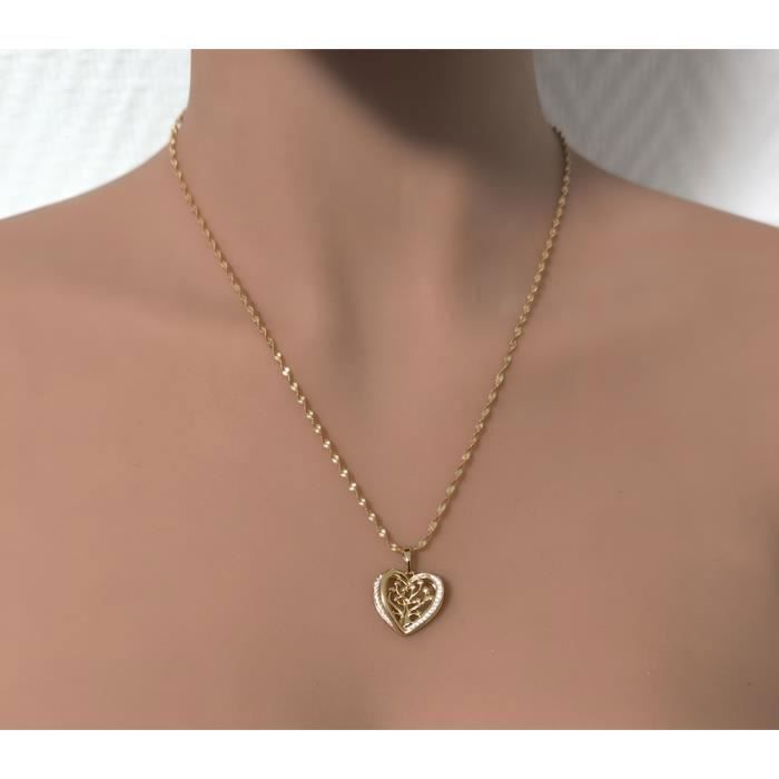 Chaîne Pendentif Cœur Doré - Créateur VV - Bijou Neuf Avec étiquettes