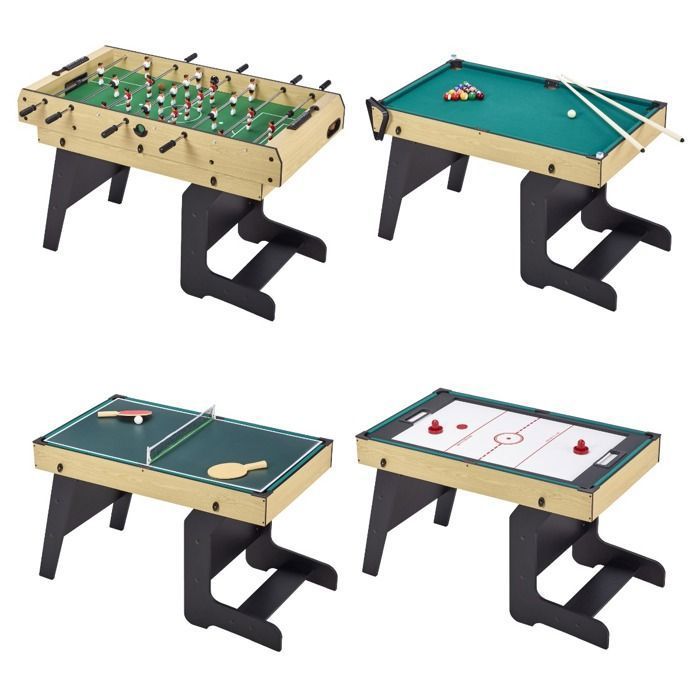 Kangui Table De Jeux 10 En 1 – Baby-foot, Billard, Ping-pong, Hockey, Bowling, échecs, Backgammon, Blackjack, Dames, Palet – Structure Bois, Accessoires Inclus