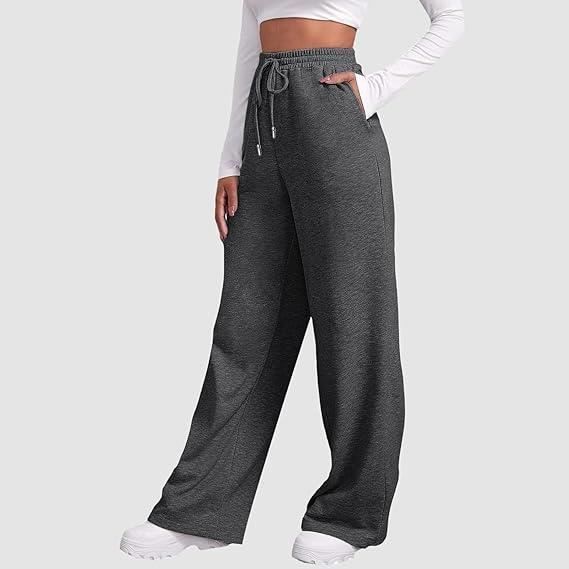 Pantalon Jogging Femme Taille Haute Coton Ample Training Sport
