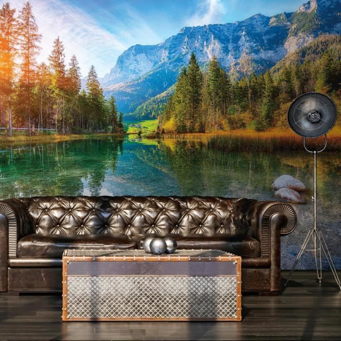Papier Peint Intissé Panoramique Montagnes Paysage Nature 150x105 cm