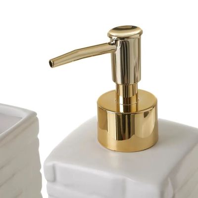 Set Accessoires Salle De Bain Navaris - Porte-Brosse à Dent, Distributeur Savon, Porte-Savon - Blanc Et Or