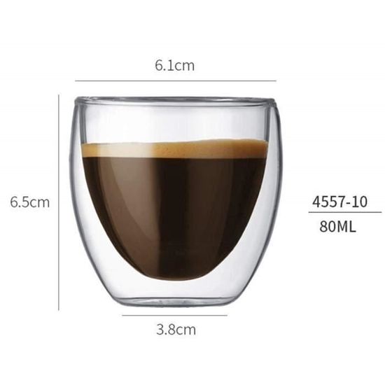 TEAMFAR Lot De 6 Tasses Expresso Inox Double Paroi 150 Ml – Incassables, Isolantes, Idéales Café, Camping, Cadeau
