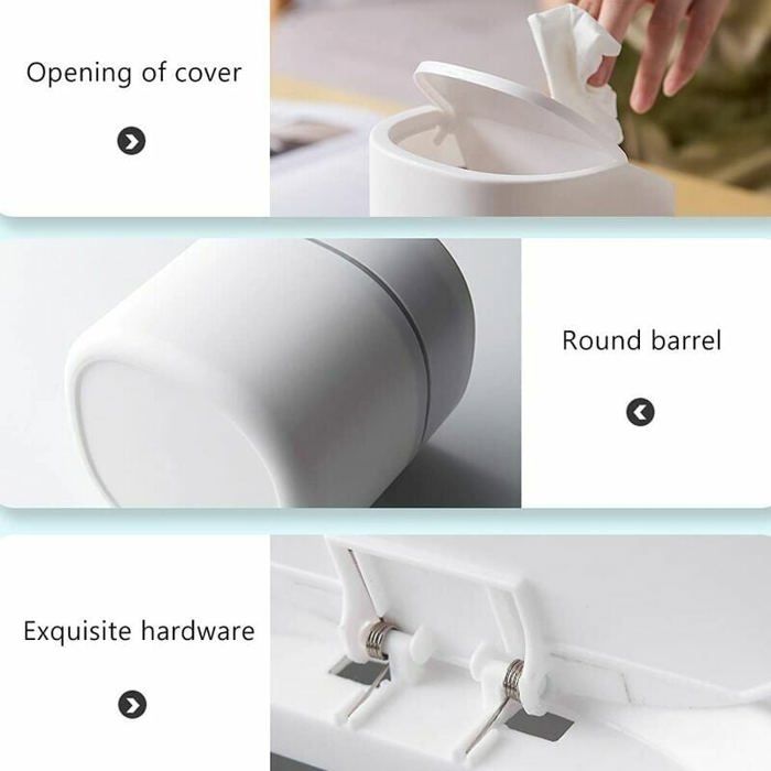 Petite Poubelle De Table De 1,8L Avec Couvercle à Bouton-Poussoir Blan