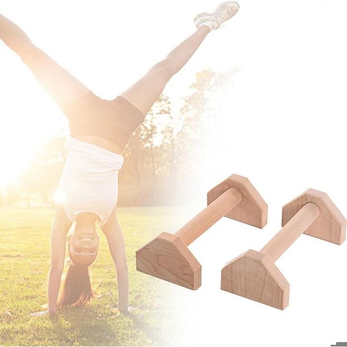 Parallettes En Bois De Pin Avec Base Antidérapante – Poignées De Pompes Pour Muscu Et Callisthénie à La Maison Ou En Déplacement