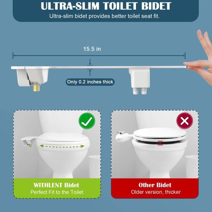 Samodra Bidet,Pulvérisateur de bidet non électrique ultra-mince pour  toilette avec, accessoire de toilette bidet à double buses