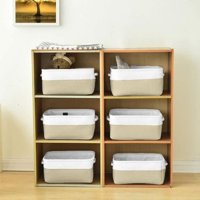 Lot De 3 Boîtes De Rangement En Tissu Avec Poignées - 20x16x14 Cm - Paniers Pliable Étanche Pour Tiroir Et Cosmétiques
