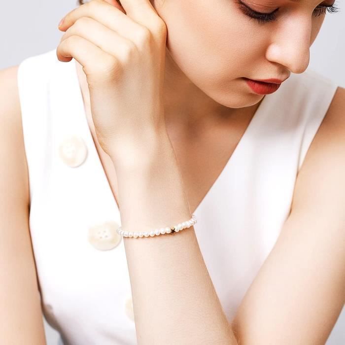 Bracelet élastique perles (blanches)