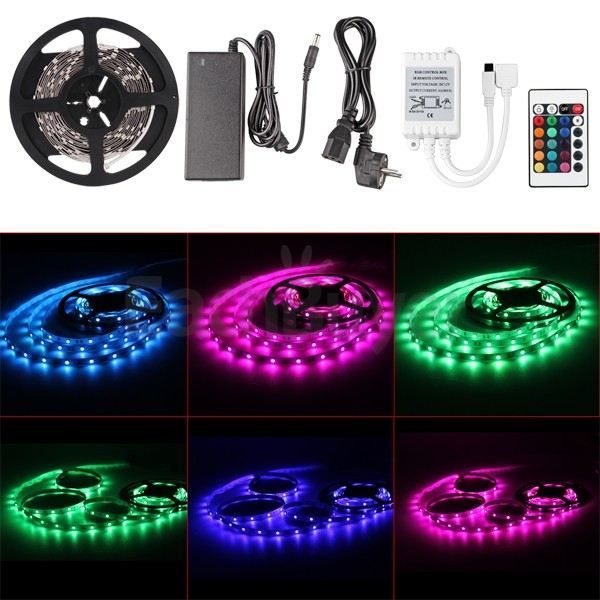 Ouniondo® 5 M 5050 SMD RGB LED bande flexible couleur lumière 12V 300 Muti  lampe LED ,Coloré_love932 - Cdiscount Maison