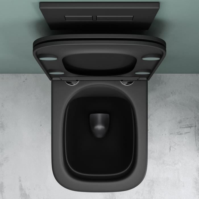 WC à poser - SOGOOD - Stand179T - Noir Mat - Abattant avec frein de chute -  Céramique - Cdiscount Bricolage