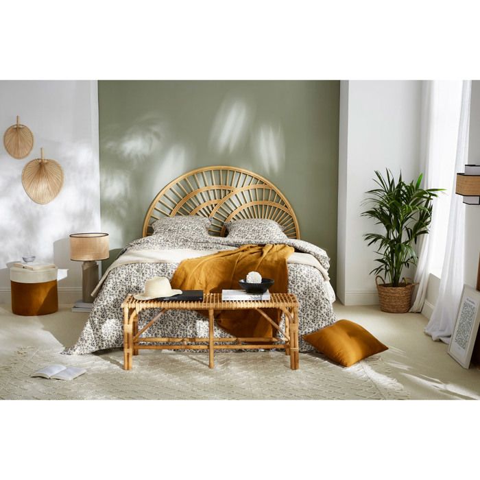 Tête De Lit En Rotin Naturel Miliboo Soraya | Largeur 160 Cm | Style Bohème Ethnique | Pour Lit Deux Places
