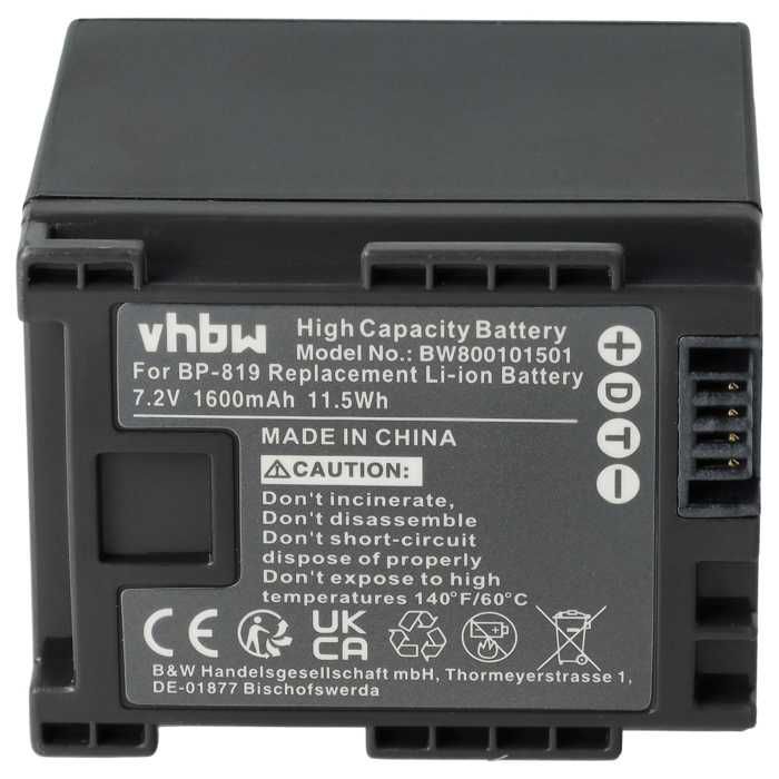 Batteries Canon Legria FS100/FS10/FS19/FS11/FS20 - 2x 750mAh 7,2V Li-ion - Avec Puce Info