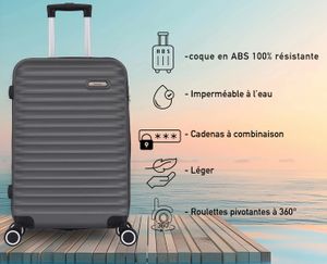 Valise Cabine Manoukian 20x31x47,5 Cm - Roulettes 360° - Rouge - Neuf Sous Emballage