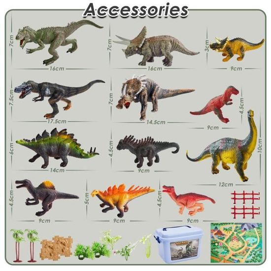 Dinosaure Jouet 58pcs avec Tapis de Jeu, Boite Figurines de