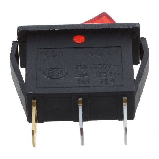 Interrupteur à bascule ON-OFF permanent 15A 250V 28x22mm noir ou rouge Interrupteur à bascule ON-OFF permanent 15A 250V 28x22mm noir ou rouge