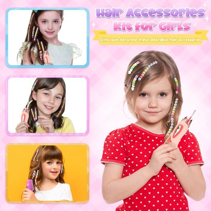 DAOUZL Kit Fabrication Bandeaux Cheveux Filles 5-12 Ans - 88 Pièces Accessoires Licornes Sirènes Cadeau Anniversaire
