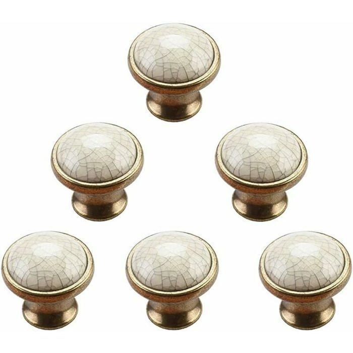 Lot De 6 Boutons De Tirage Ronds Vintage Laiton Antique – 14x19 Mm, Pour Bijouterie, Meubles, Armoires