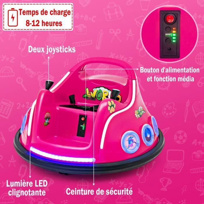 COSTWAY 12V Auto Tamponneuse Electrique 360° pour Enfants, Télécommande