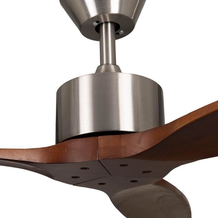 Ventilateur Plafond Mellerware Brizy Bright - 132cm, LED Intégrée, Télécommande, 6 Vitesses, Bois Clair