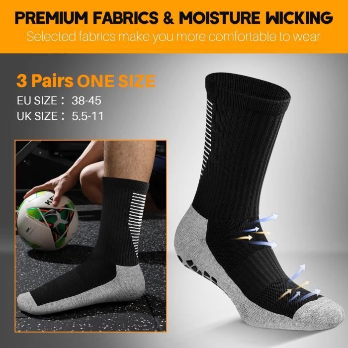 Chaussettes de Football Antiderapantes Respirantes Coton Mixte Taille EU 38 45