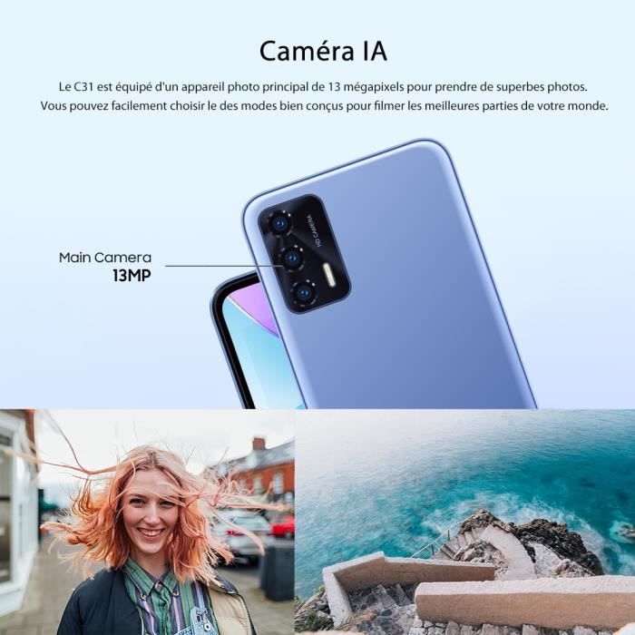 OUKITEL C31 PRO Smartphone – Android 12, 4GB+64GB, 5150 MAh Akku, 6,52 Zoll HD+, Dual SIM, Schwarz