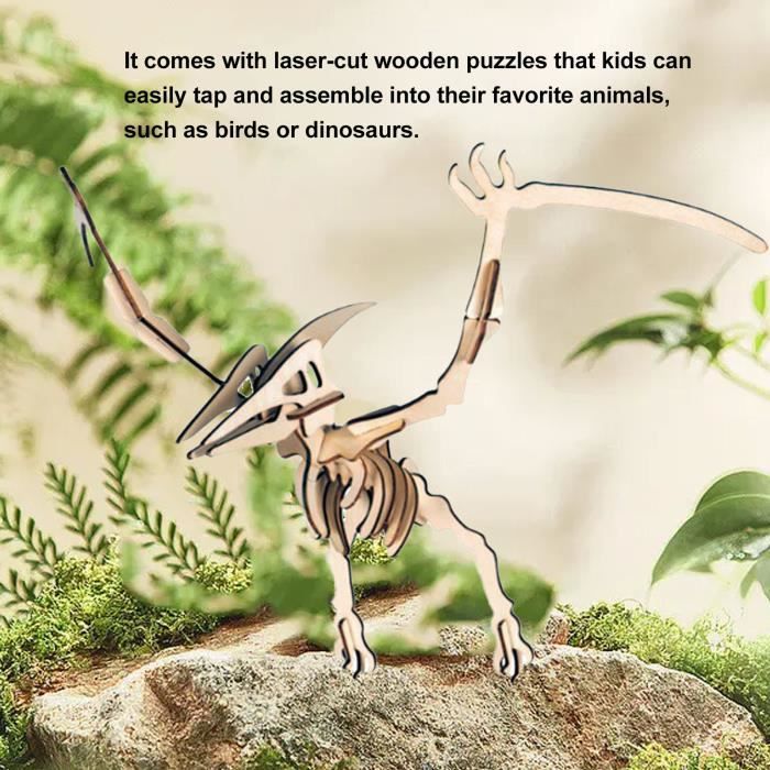 Puzzle Dinosaure 3D en Bois - VGEBY - 10 Pièces - Jeu Éducatif pour Enfants  de 10 Ans et Plus
