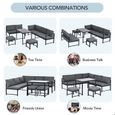 Salon Bas de Jardin 6 Places - Ensemble Canapé Lounge Dossier Réglable - Table Basse en Verre - Aluminium - Design - Gris-4